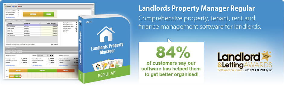 Landlords Property Manager Regular - Comprehensive property, tenant, rent and finance management software for landlords